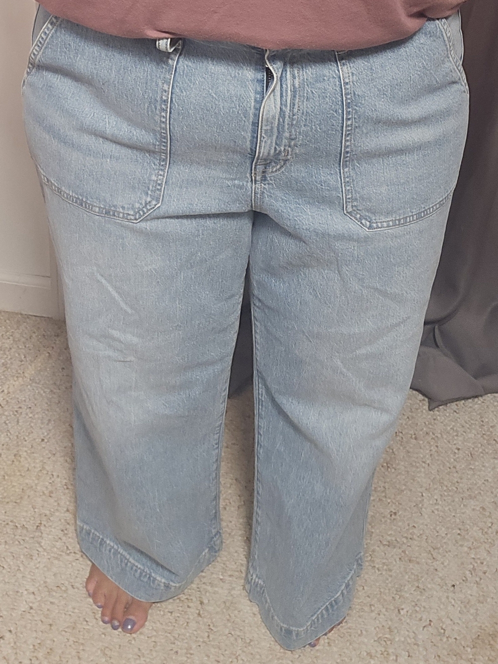 J. Crew Light Blue Wide-Leg Jeans with Front Patch Pockets